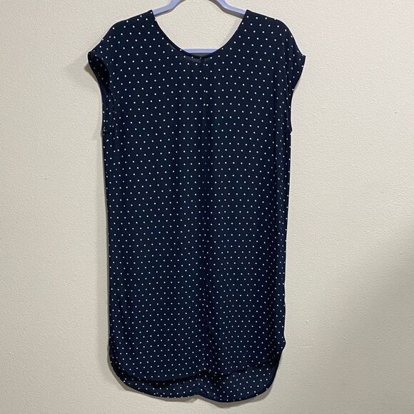 Madewell Navy Polka Dot Relaxed Fit Shift Dress Size Small - Picture 3 of 9